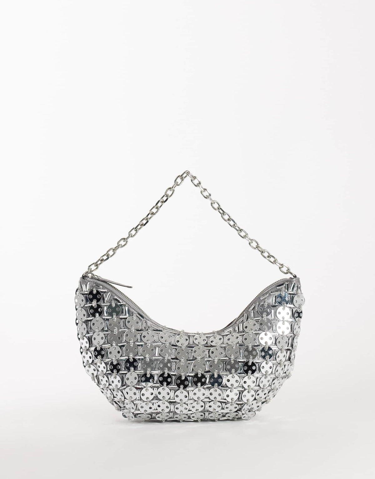 Topshop Stellan sequin medium scoop shoulder bag in silver