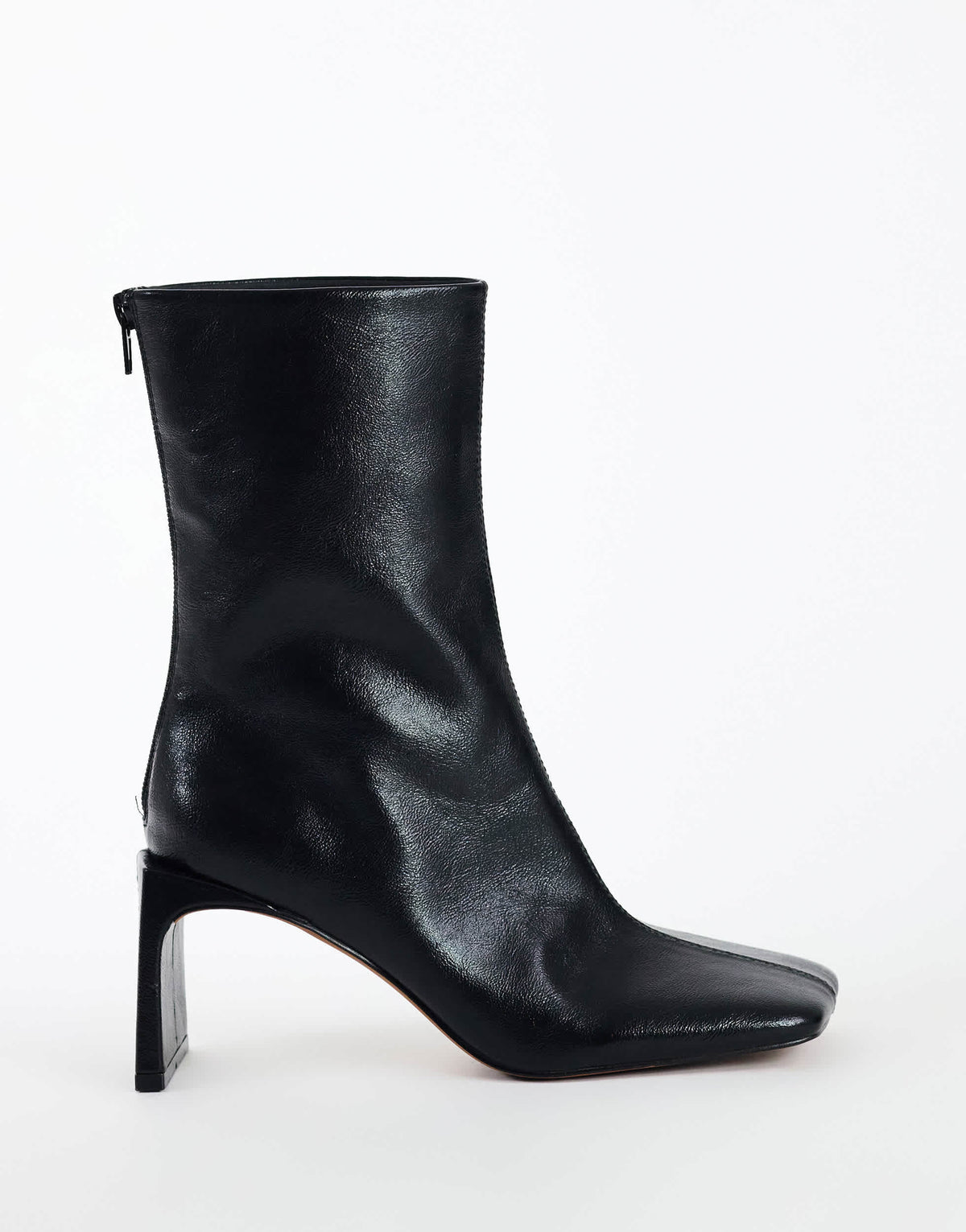 Topshop Kane angular heeled ankle boot in black