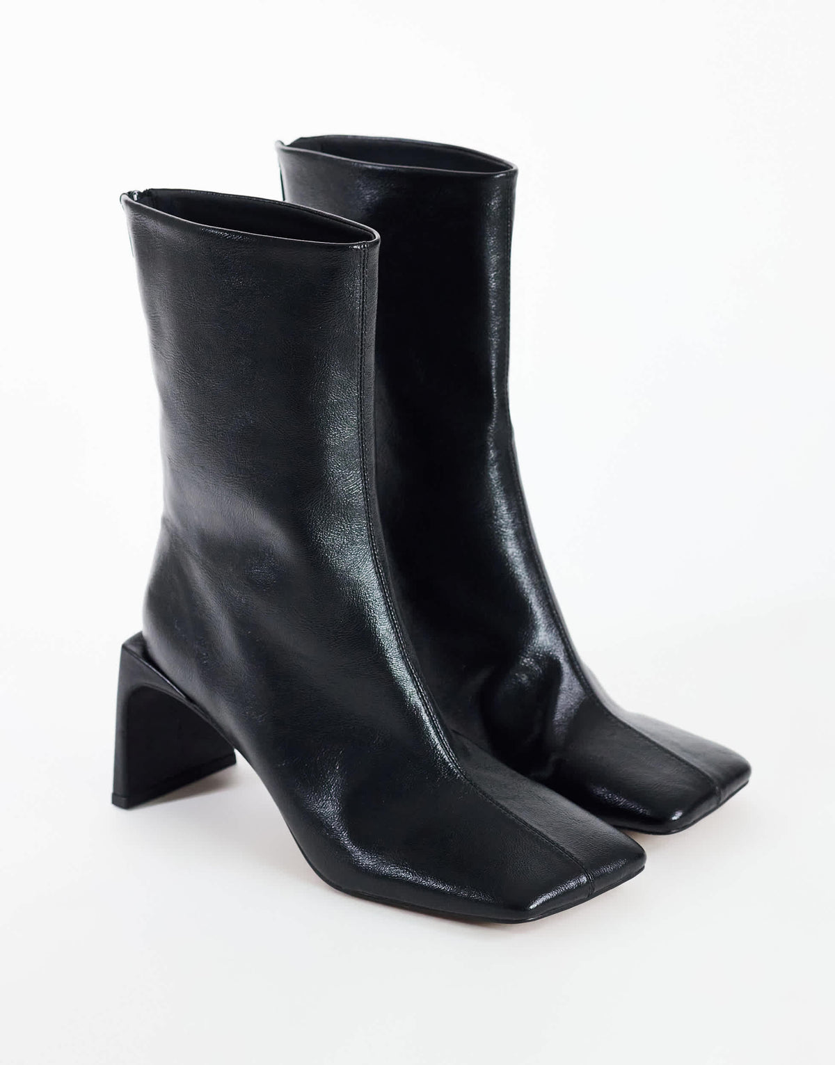 Topshop Kane angular heeled ankle boot in black