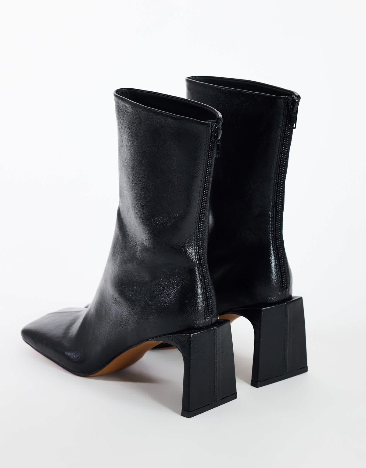 Topshop Kane angular heeled ankle boot in black