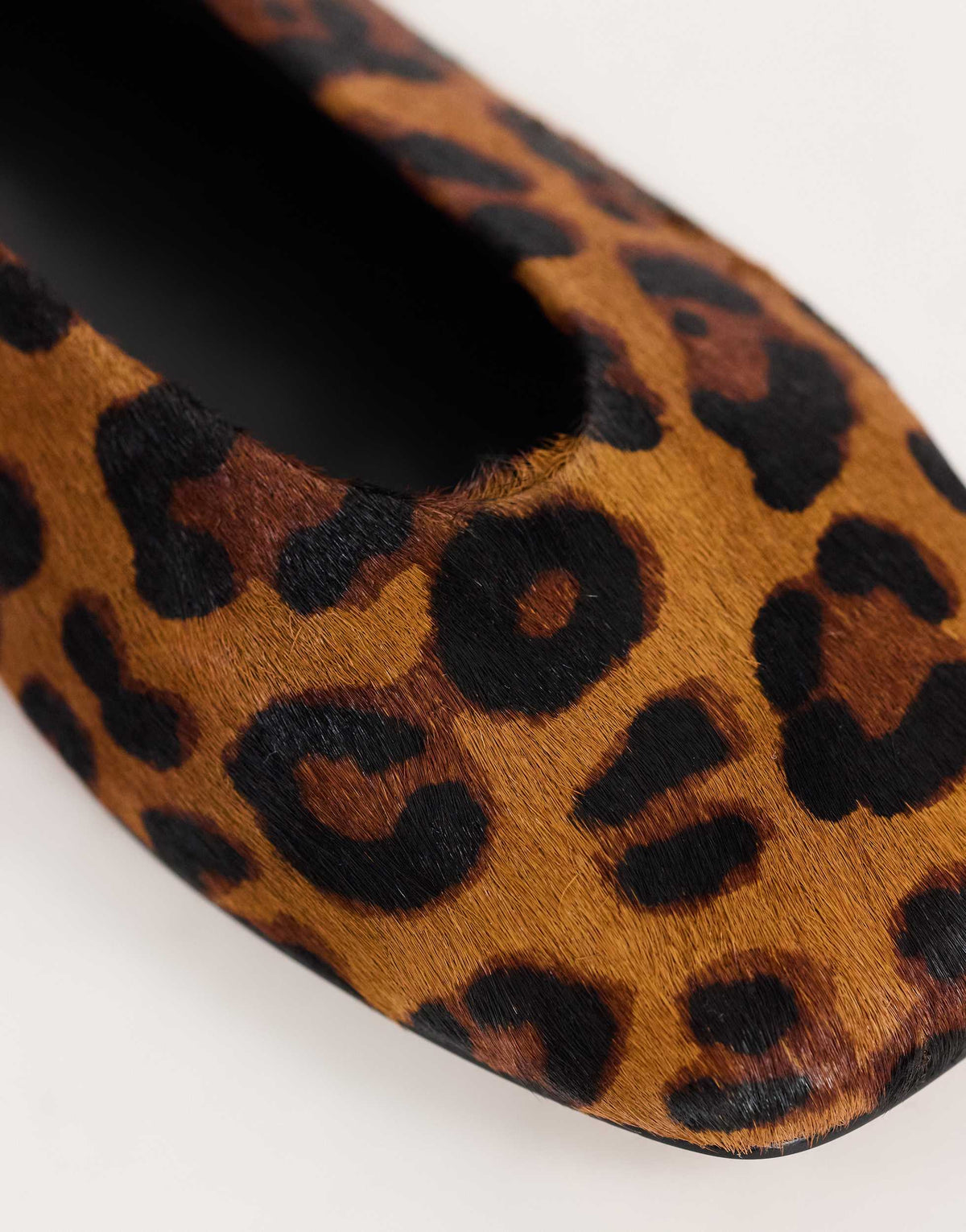 Topshop Duke chiselled ballet flat in leopard hair on real leather