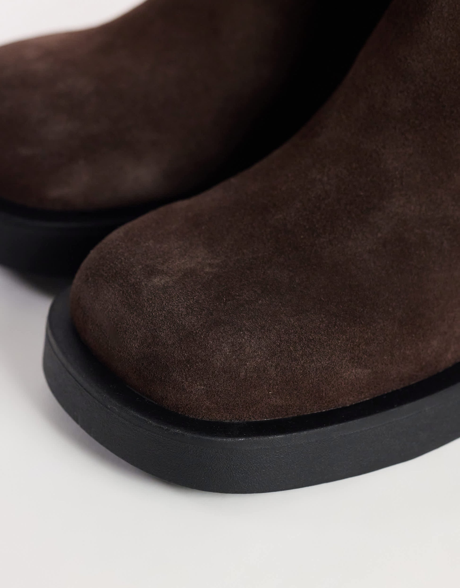 Topshop Lillian real suede chunky ankle boot in chocolate