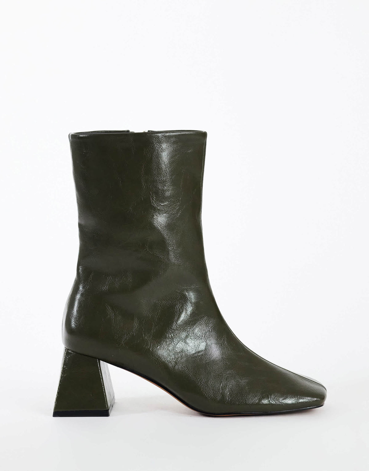 Topshop Kenton block heel ankle boot in khaki