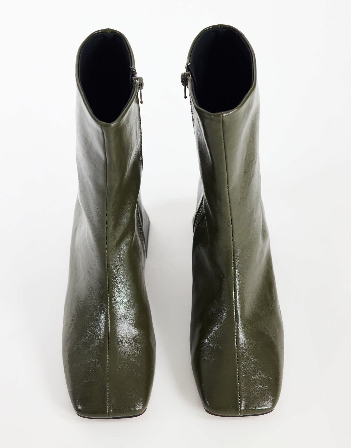 Topshop Kenton block heel ankle boot in khaki
