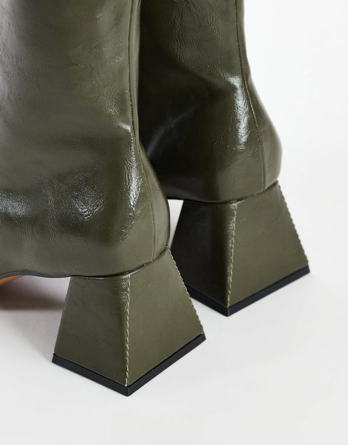 Topshop Kenton block heel ankle boot in khaki