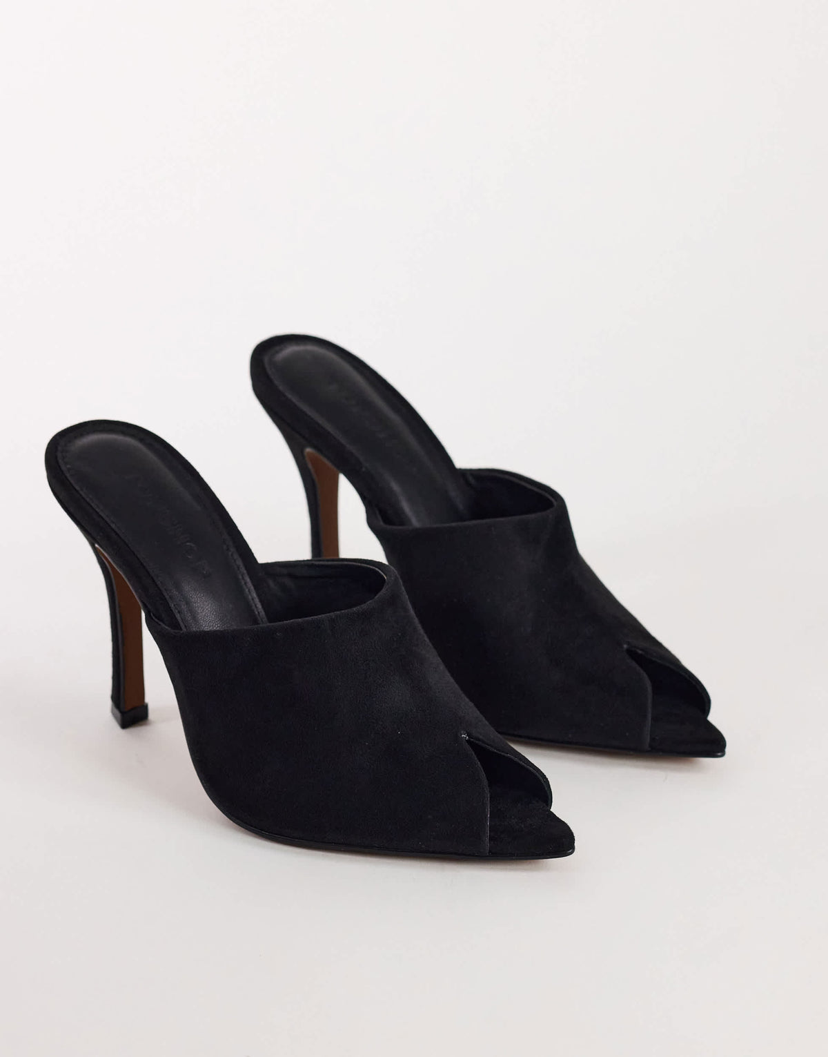 Topshop Winona high vamp peep toe heeled sandal in black suede