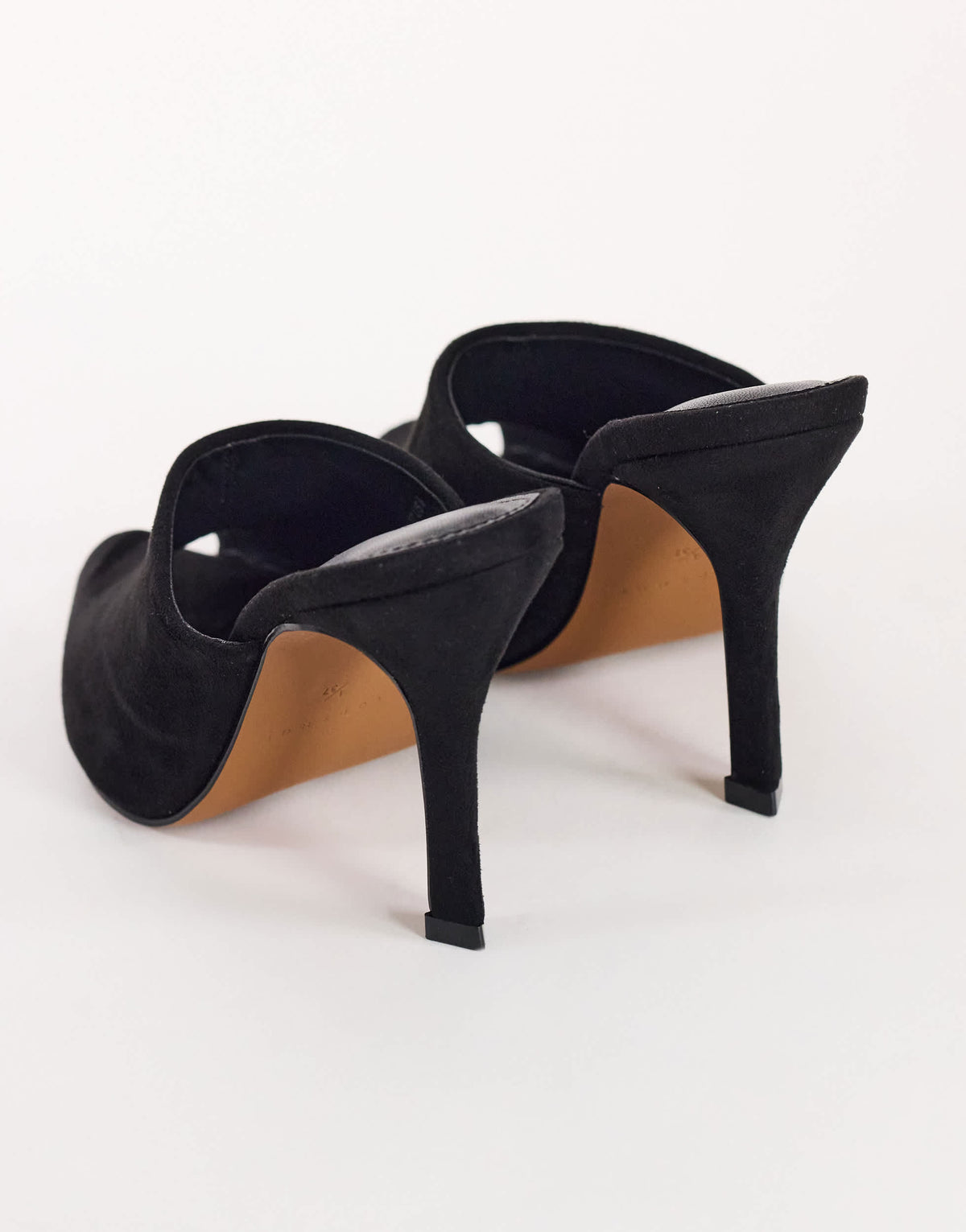 Topshop Winona high vamp peep toe heeled sandal in black suede