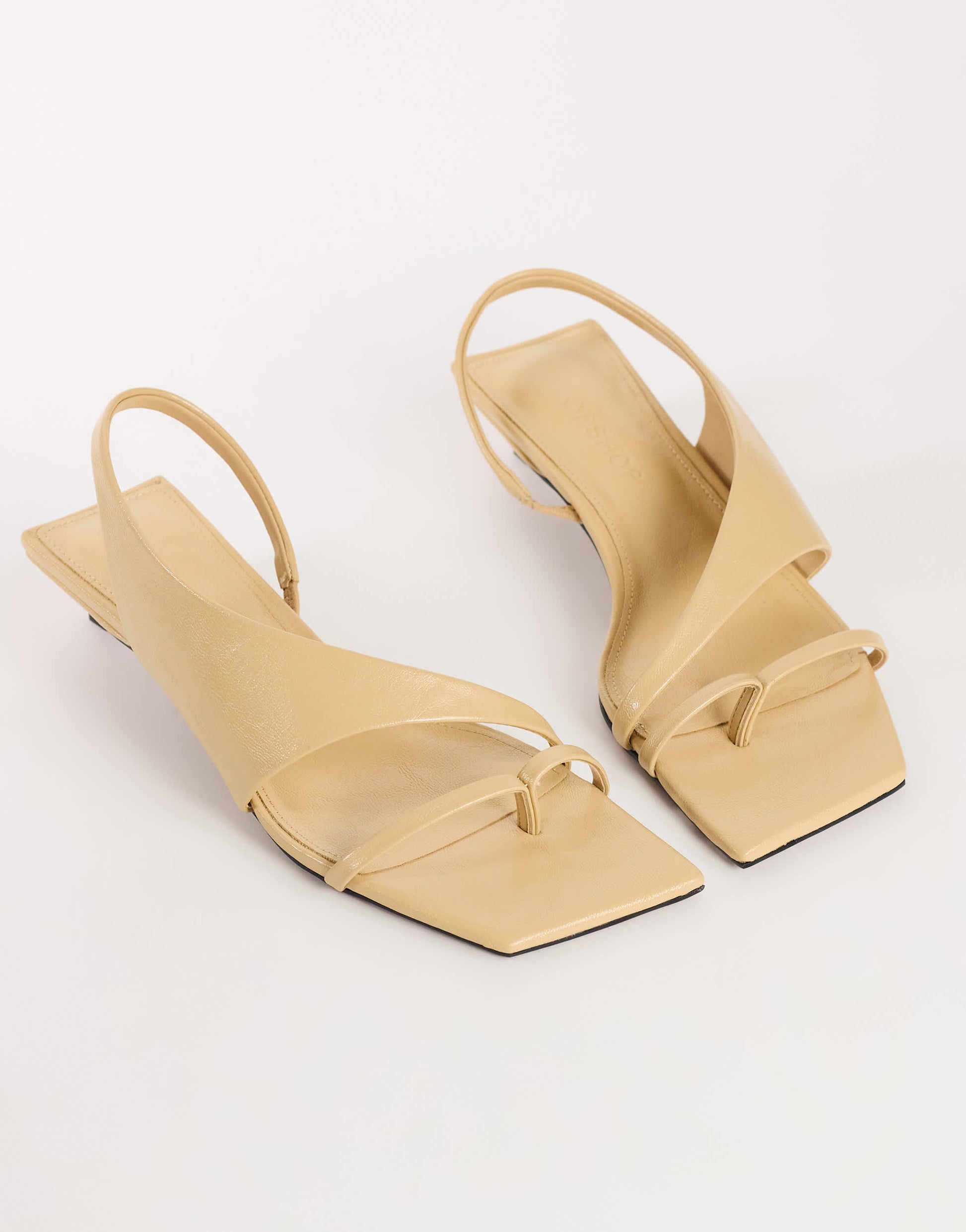 Topshop Nadir asymmetric mid heel sandal in mink