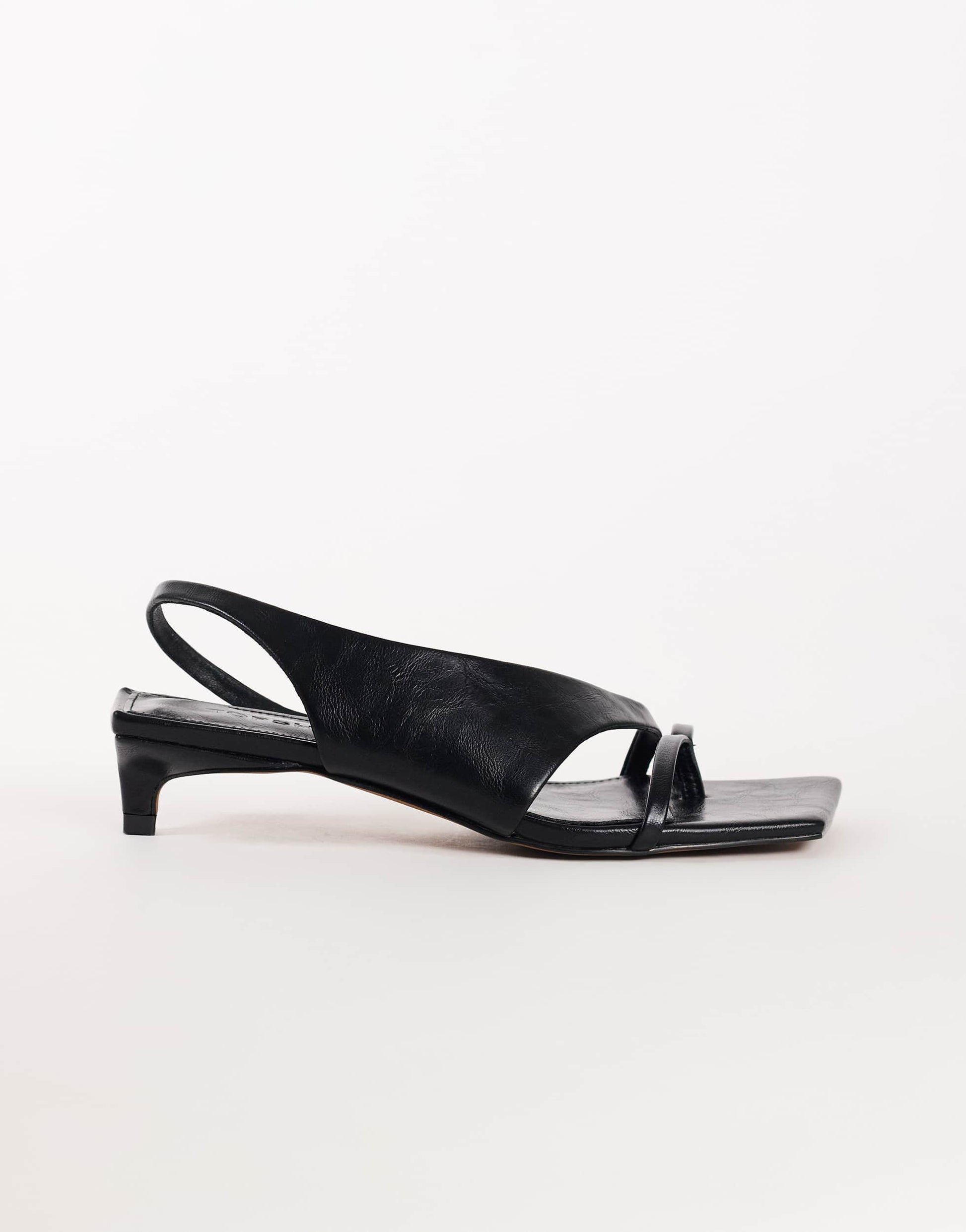 Topshop Nadir asymmetric mid heel sandal in black