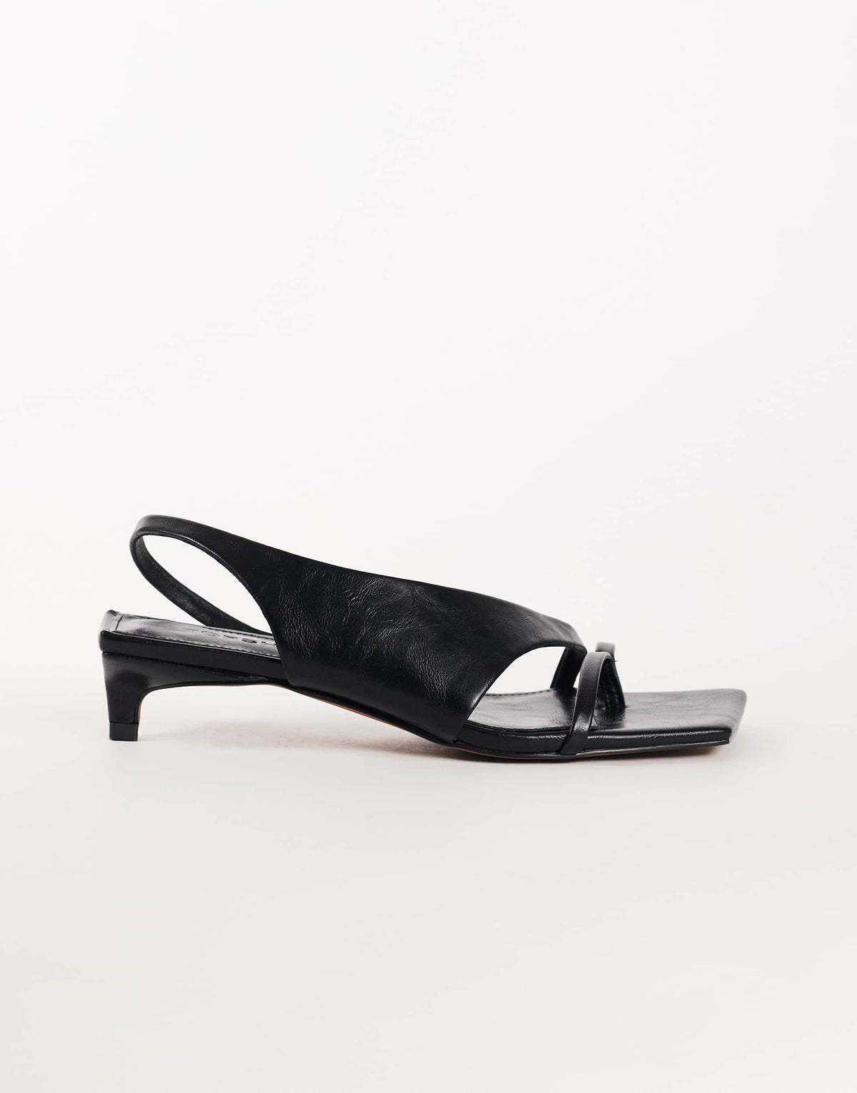 Topshop Nadir asymmetric mid heel sandal in black