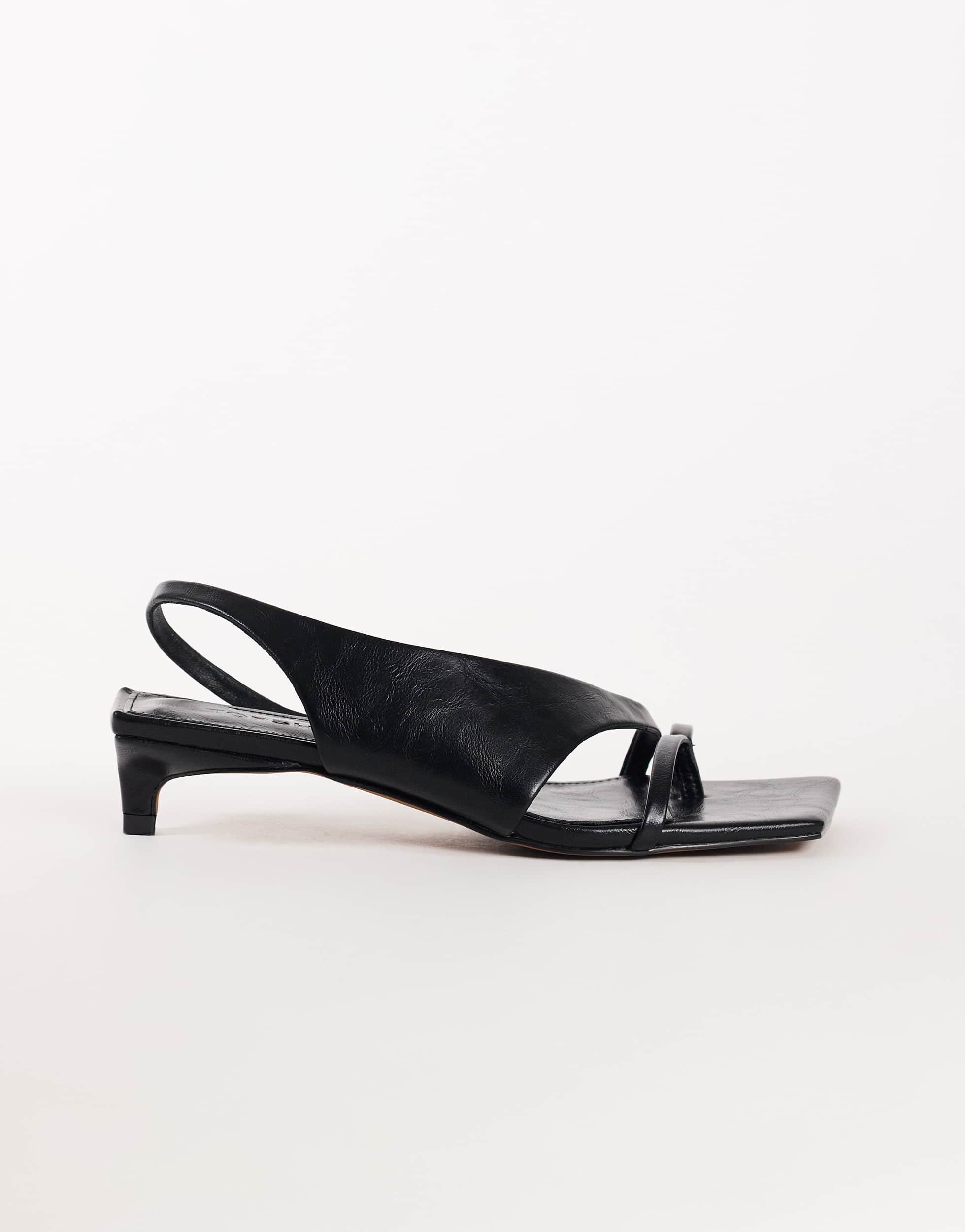 Topshop Nadir asymmetric mid heel sandal in black