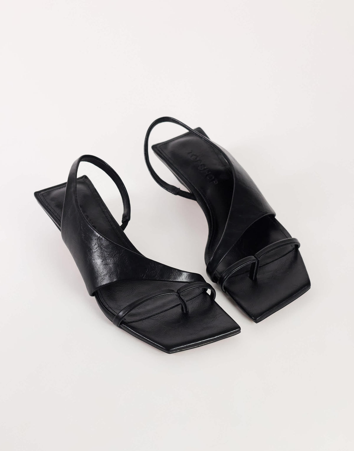 Topshop Nadir asymmetric mid heel sandal in black