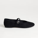Topshop Billy real suede ballet flat with buckle in black