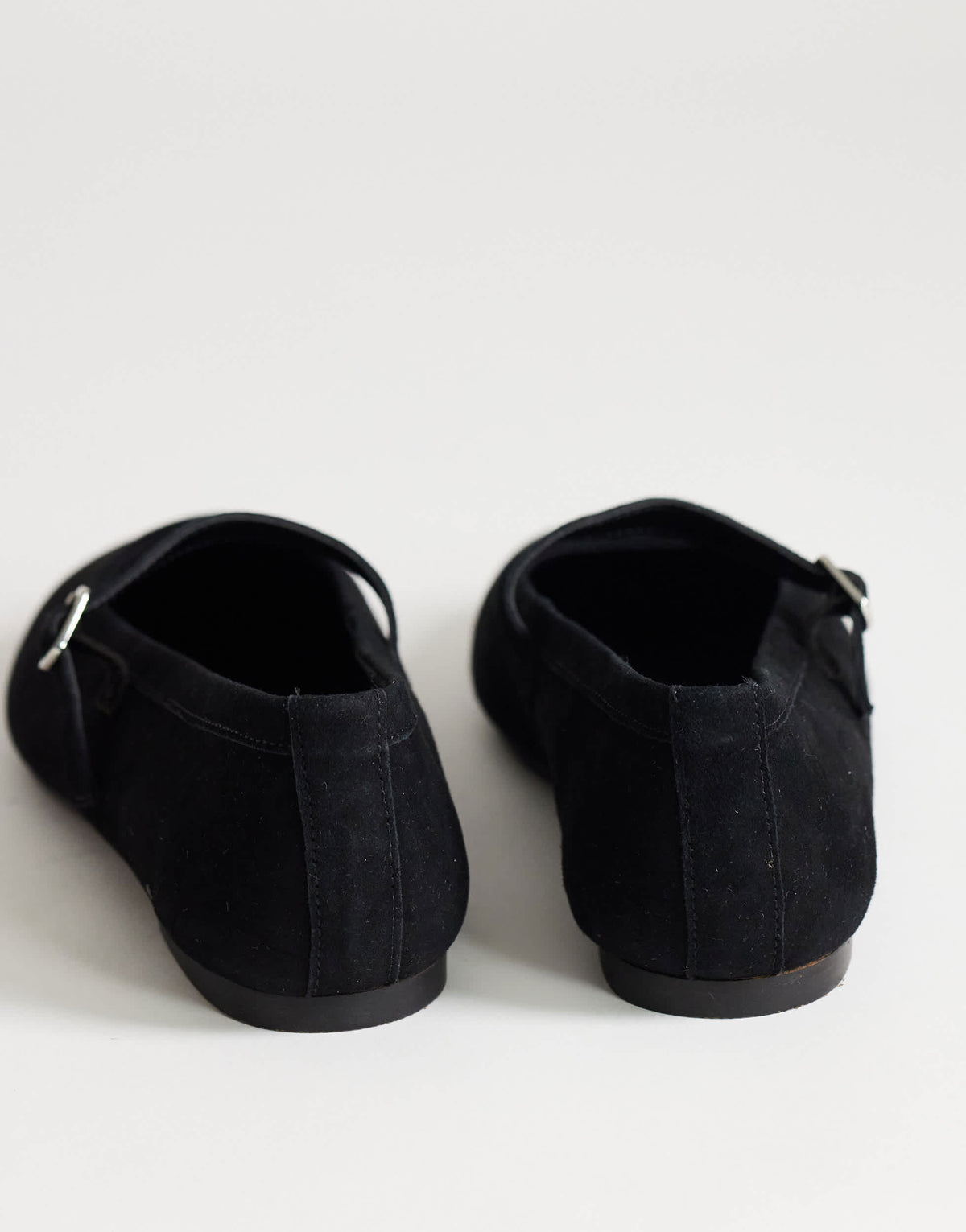 Topshop Billy real suede ballet flat with buckle in black