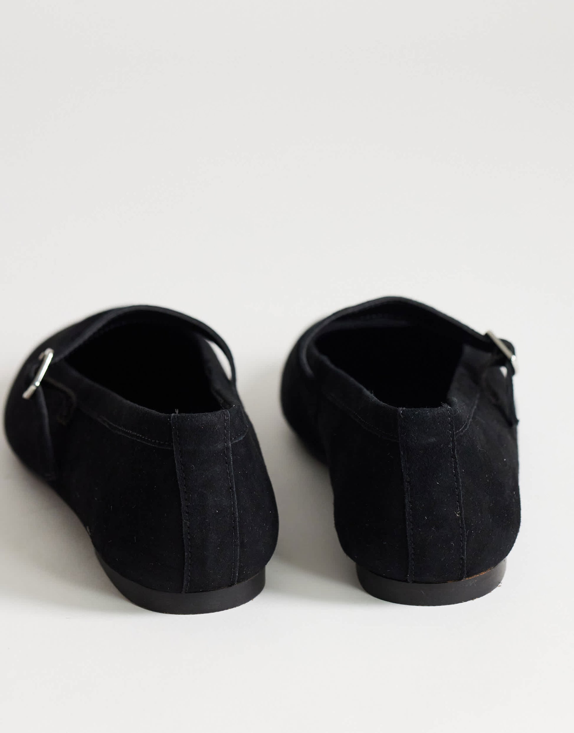 Topshop Billy real suede ballet flat with buckle in black