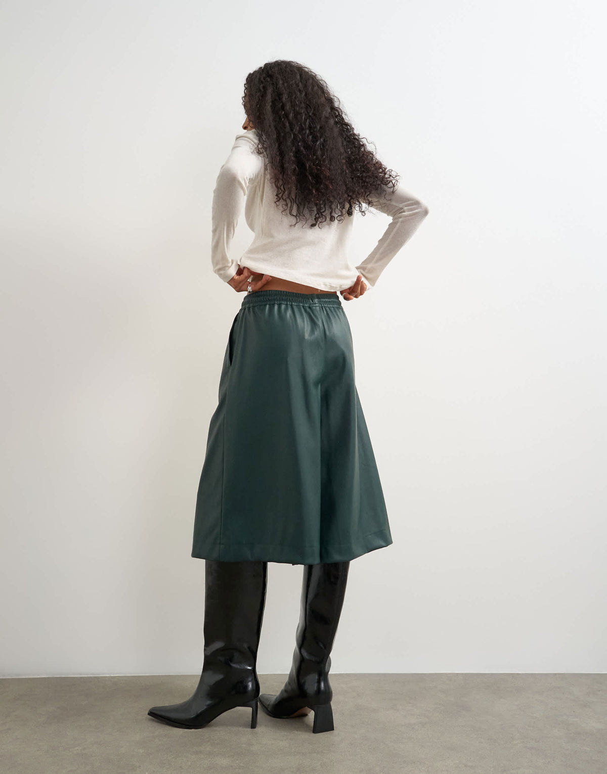 Topshop faux leather culotte in green