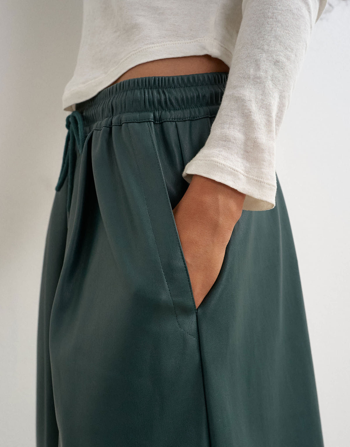 Topshop faux leather culotte in green