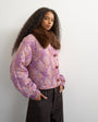 Topshop printed fur collar jacket in pink