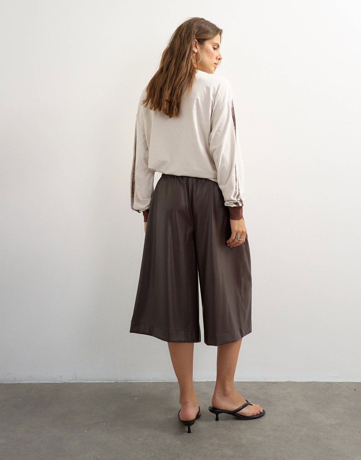 Topshop faux leather culotte in brown