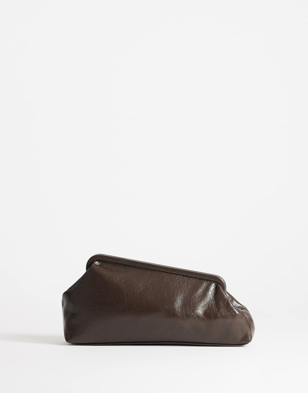 Topshop Anna medium angular clutch bag in chocolate
