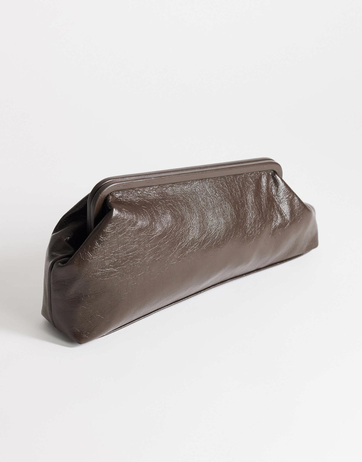 Topshop Anna medium angular clutch bag in chocolate