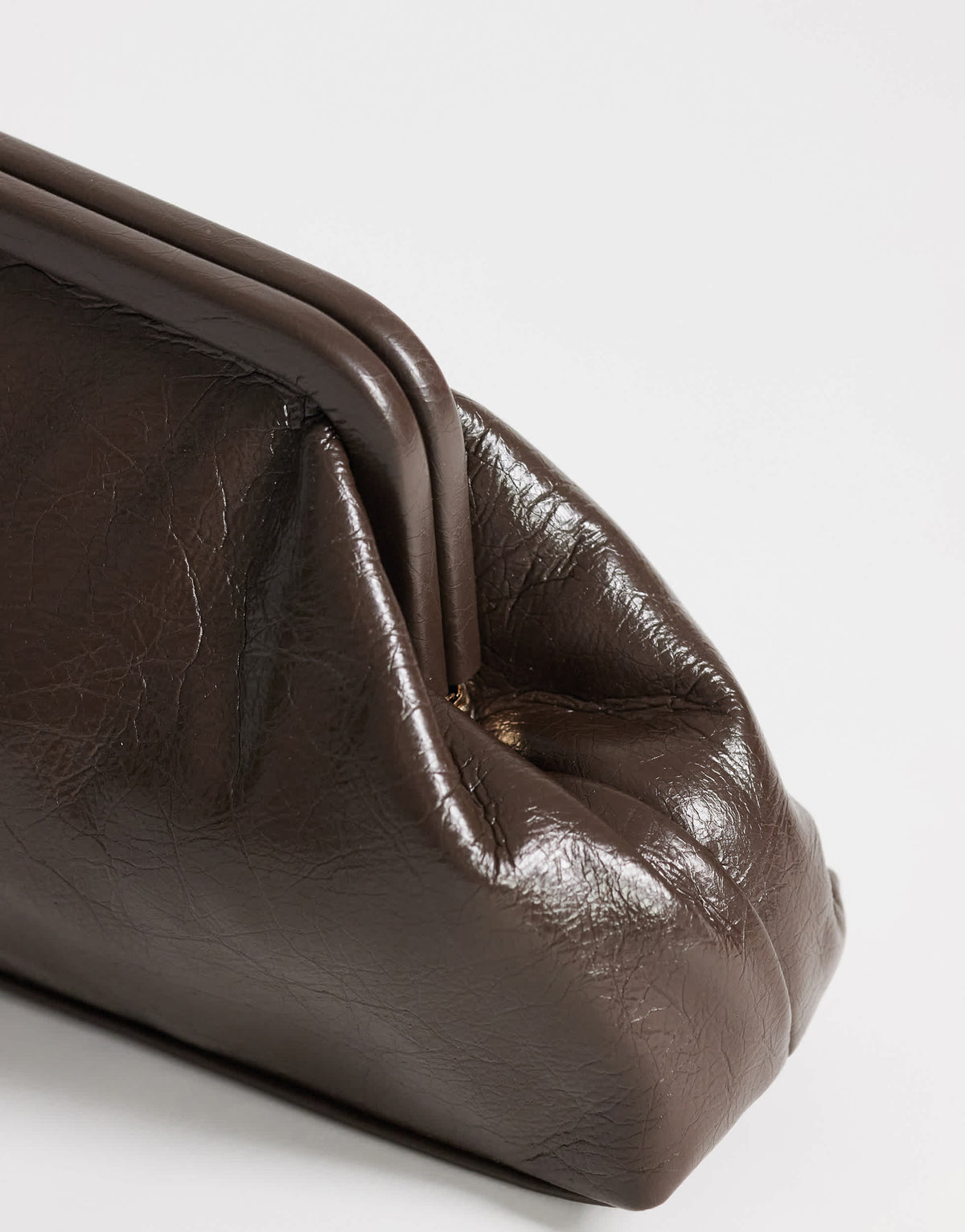 Topshop Anna medium angular clutch bag in chocolate