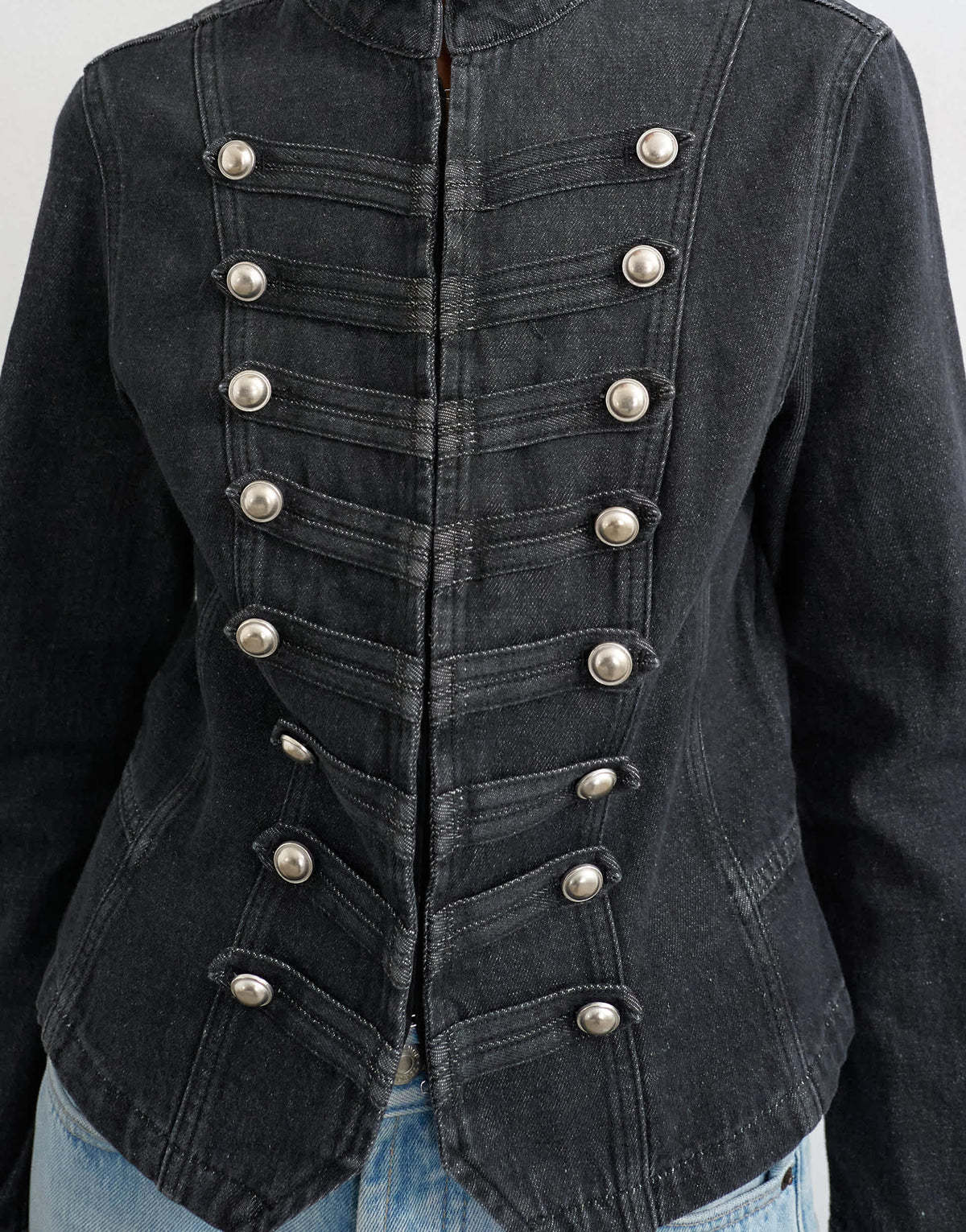 Topshop denim drummer jacket in wash black