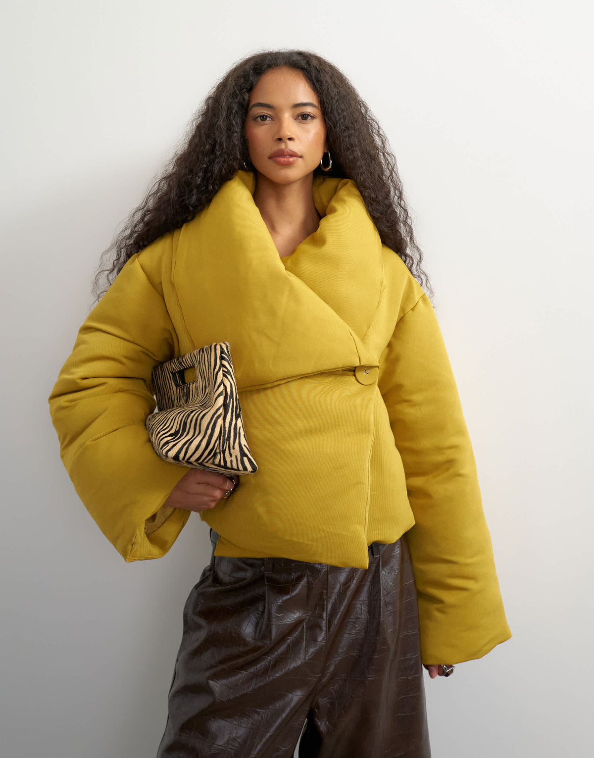 Topshop pillow puffer jacket in mustard