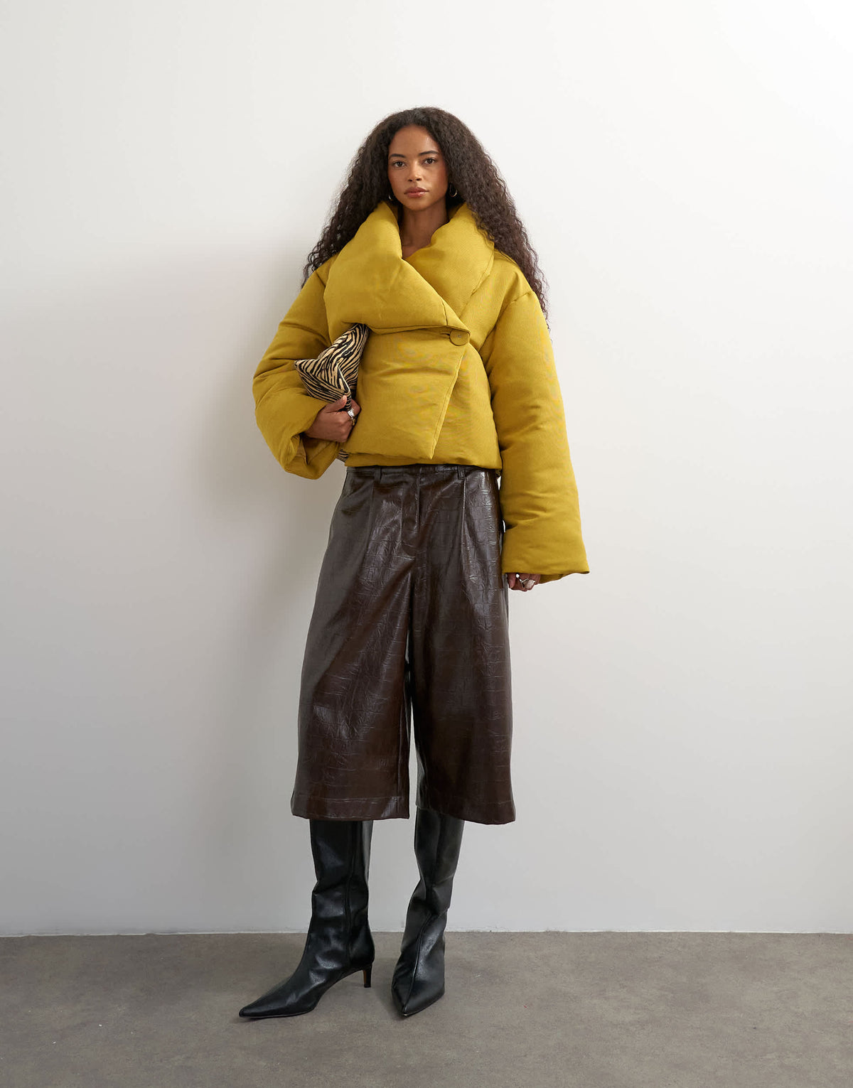 Topshop pillow puffer jacket in mustard