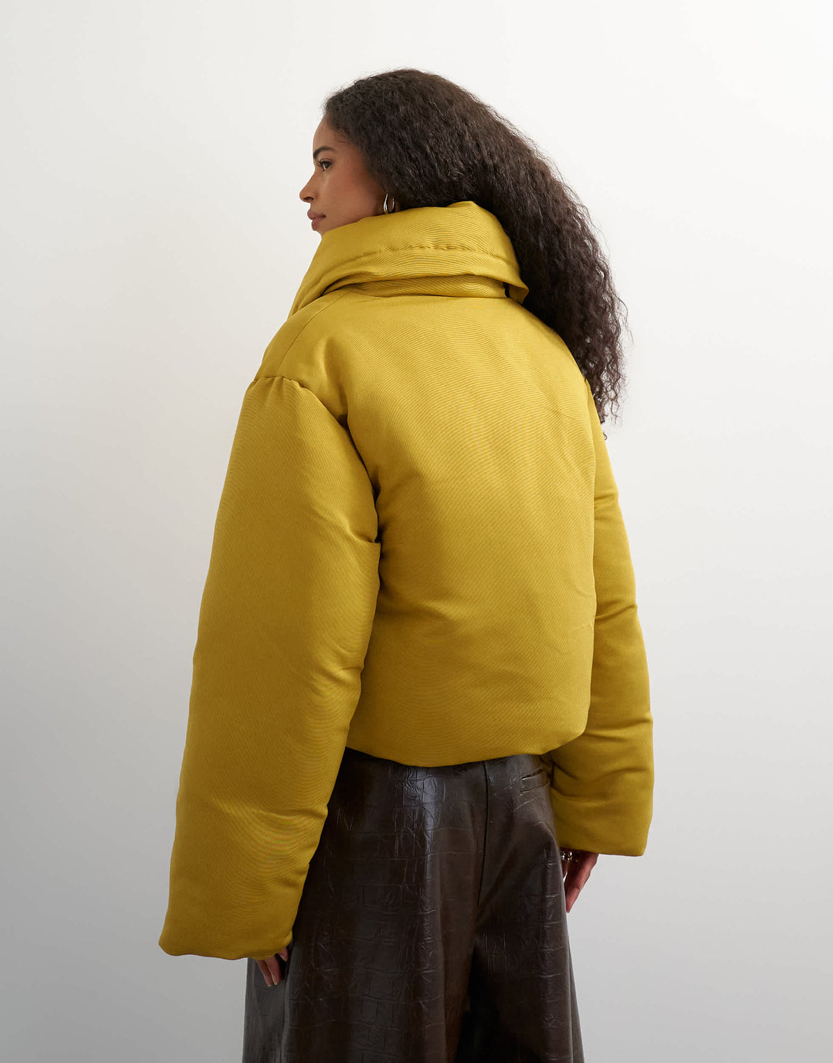 Topshop pillow puffer jacket in mustard