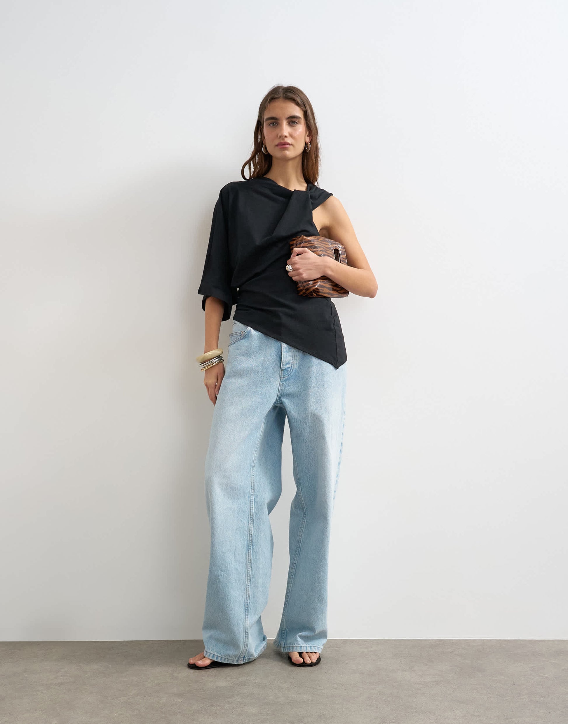 Topshop twist strap asymmetric top in black