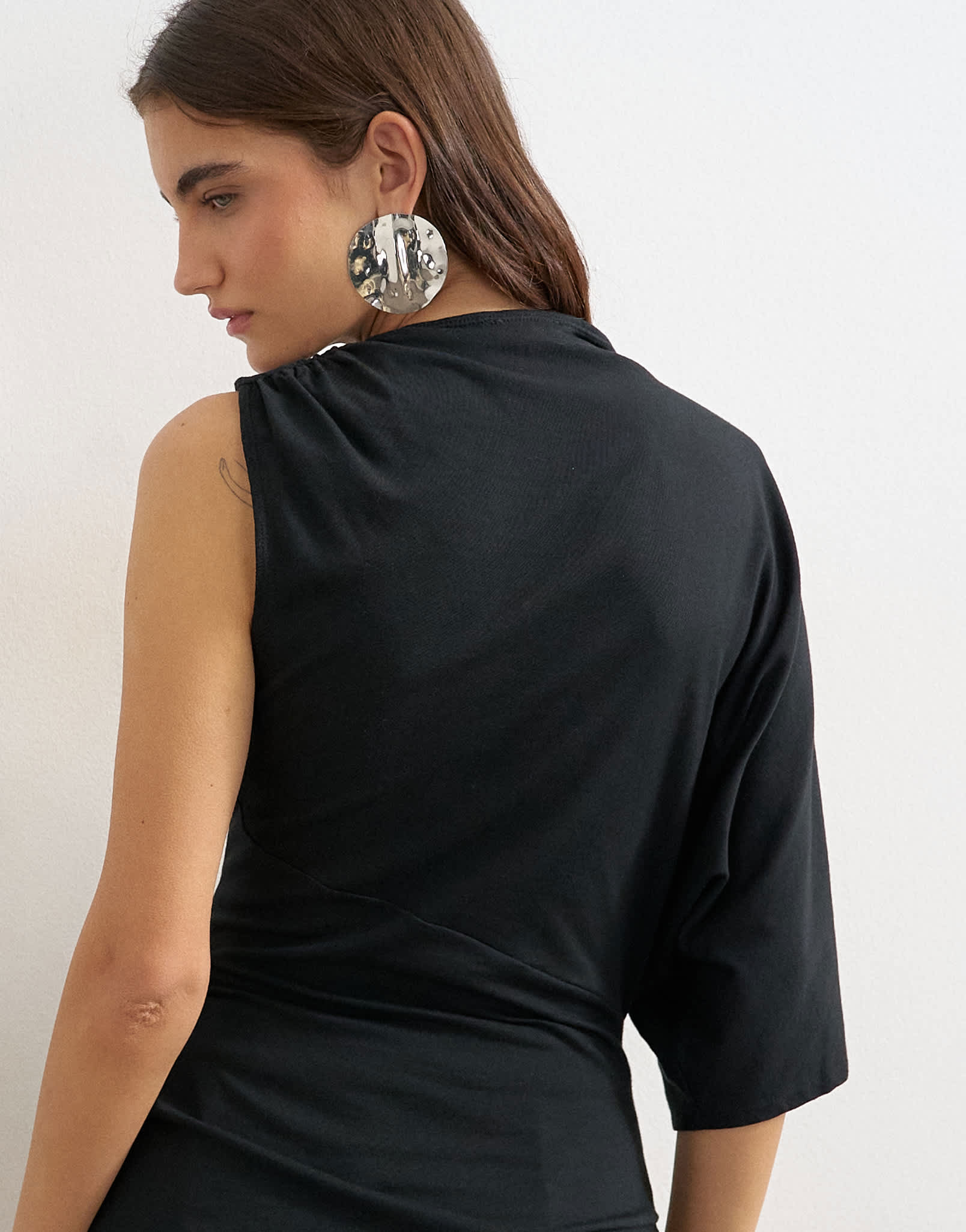 Topshop twist strap asymmetric top in black