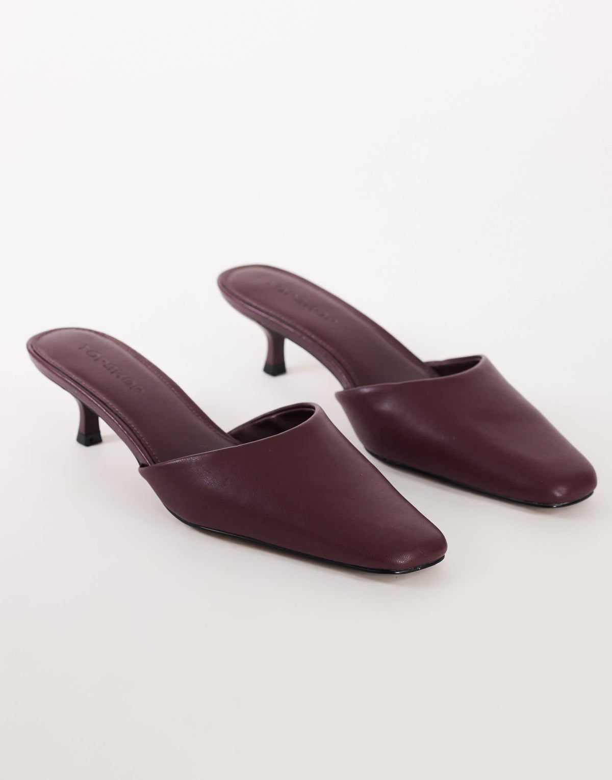 Topshop Arthur rounded toe mid heel mule in aubergine