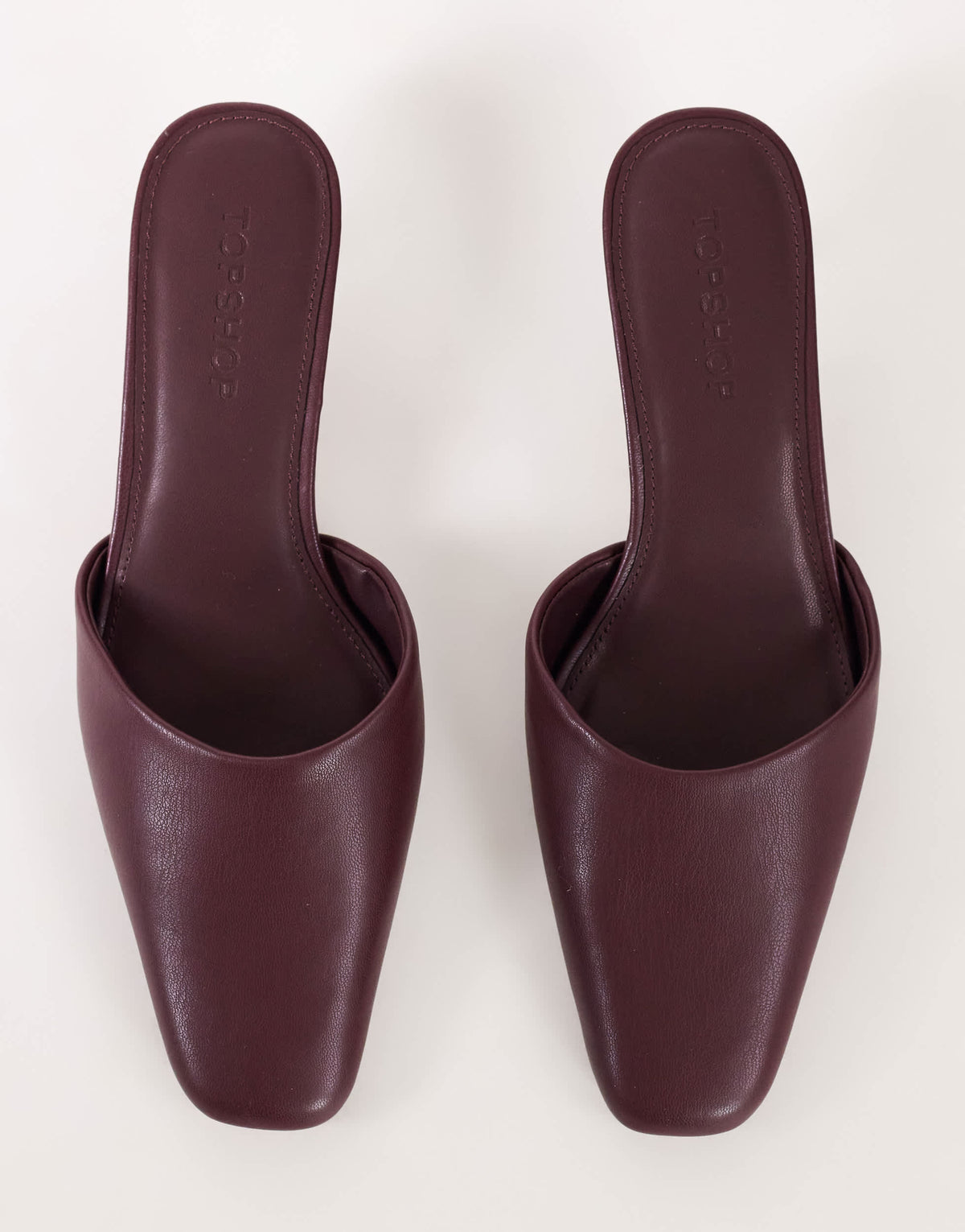 Topshop Arthur rounded toe mid heel mule in aubergine
