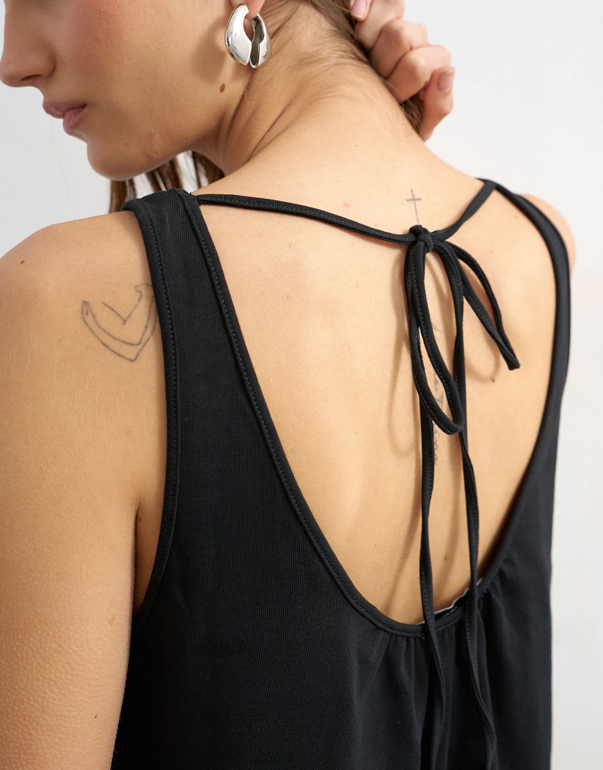 Topshop scoop neck trapeze top in black