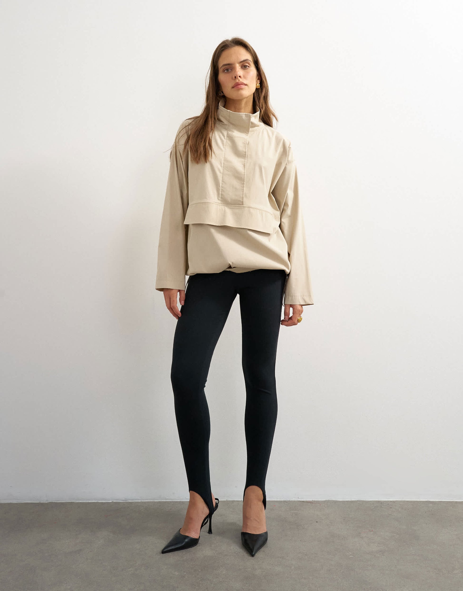 Topshop techy funnel neck jersey track top in stone