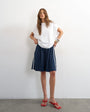 Topshop sport stripe detail shorts in navy