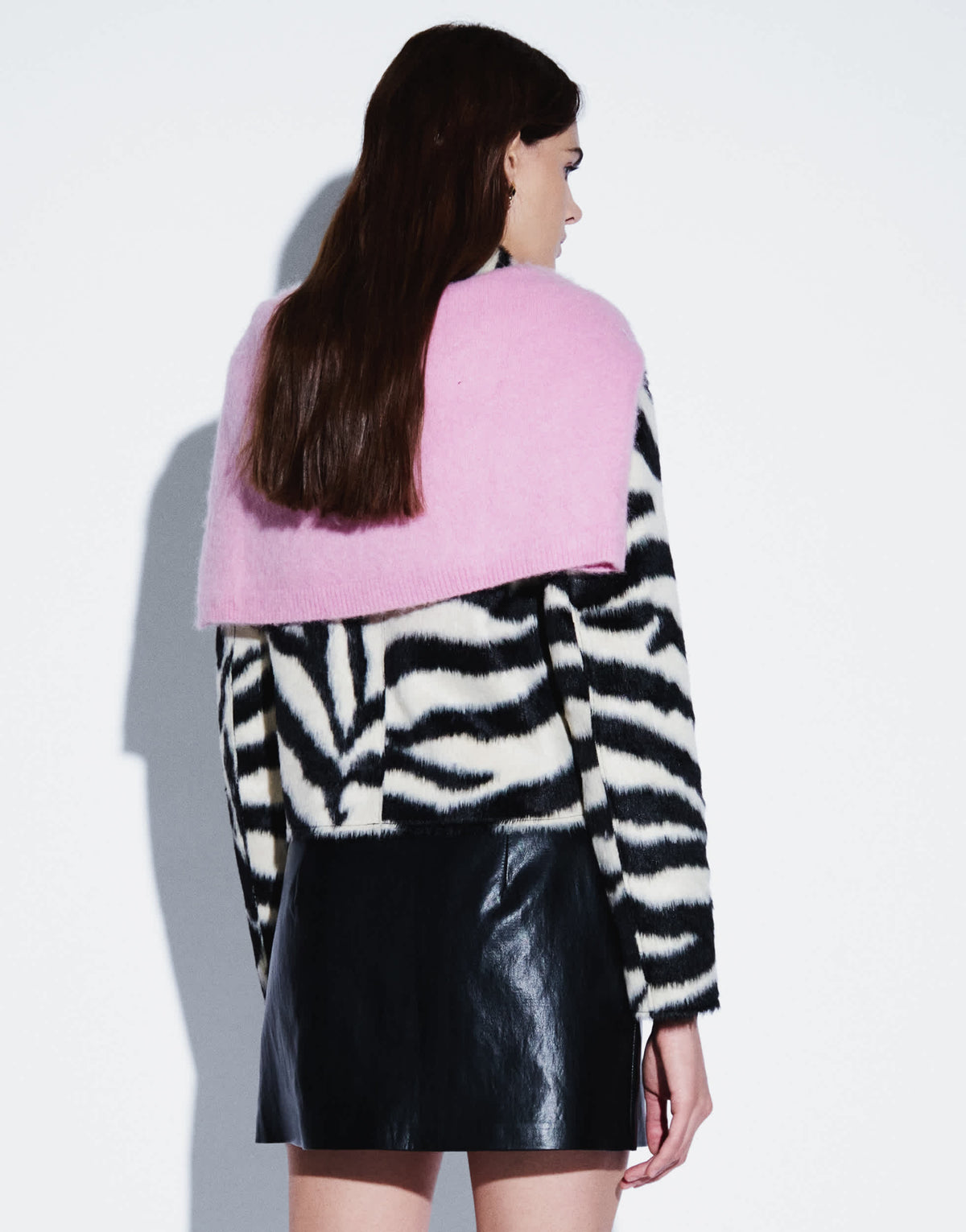 Topshop faux leather frogging detail mini skirt in black