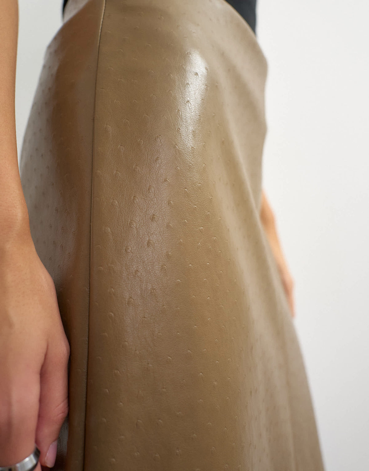 Topshop faux leather topstitch column maxi skirt in tan