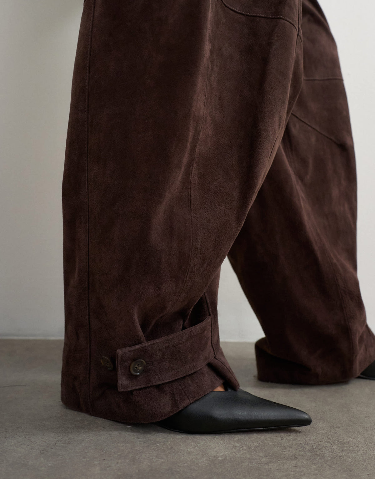 Topshop co-ord premium real suede barrel trousers in brown