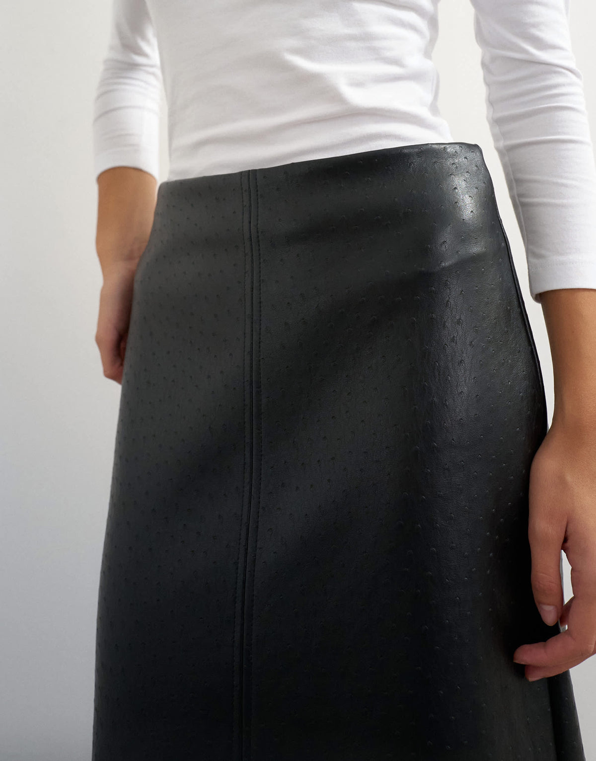 Topshop faux leather topstitch column maxi skirt in black