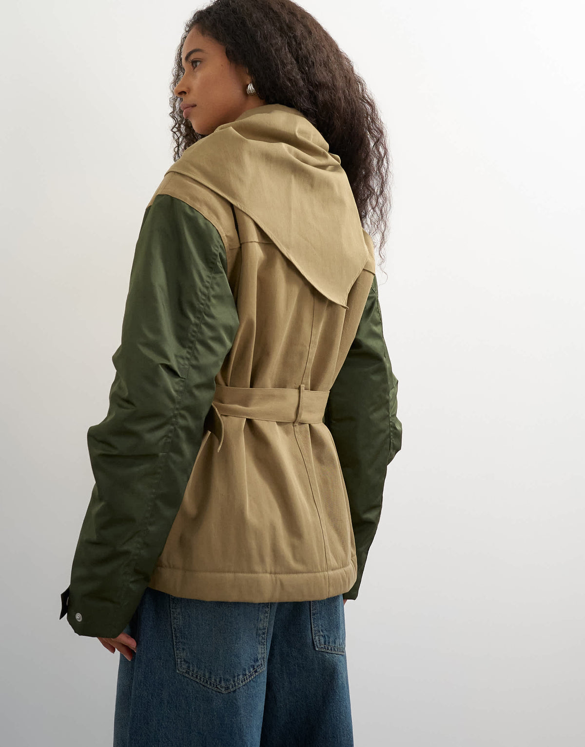 Topshop patch hybrid utility jacket in khaki