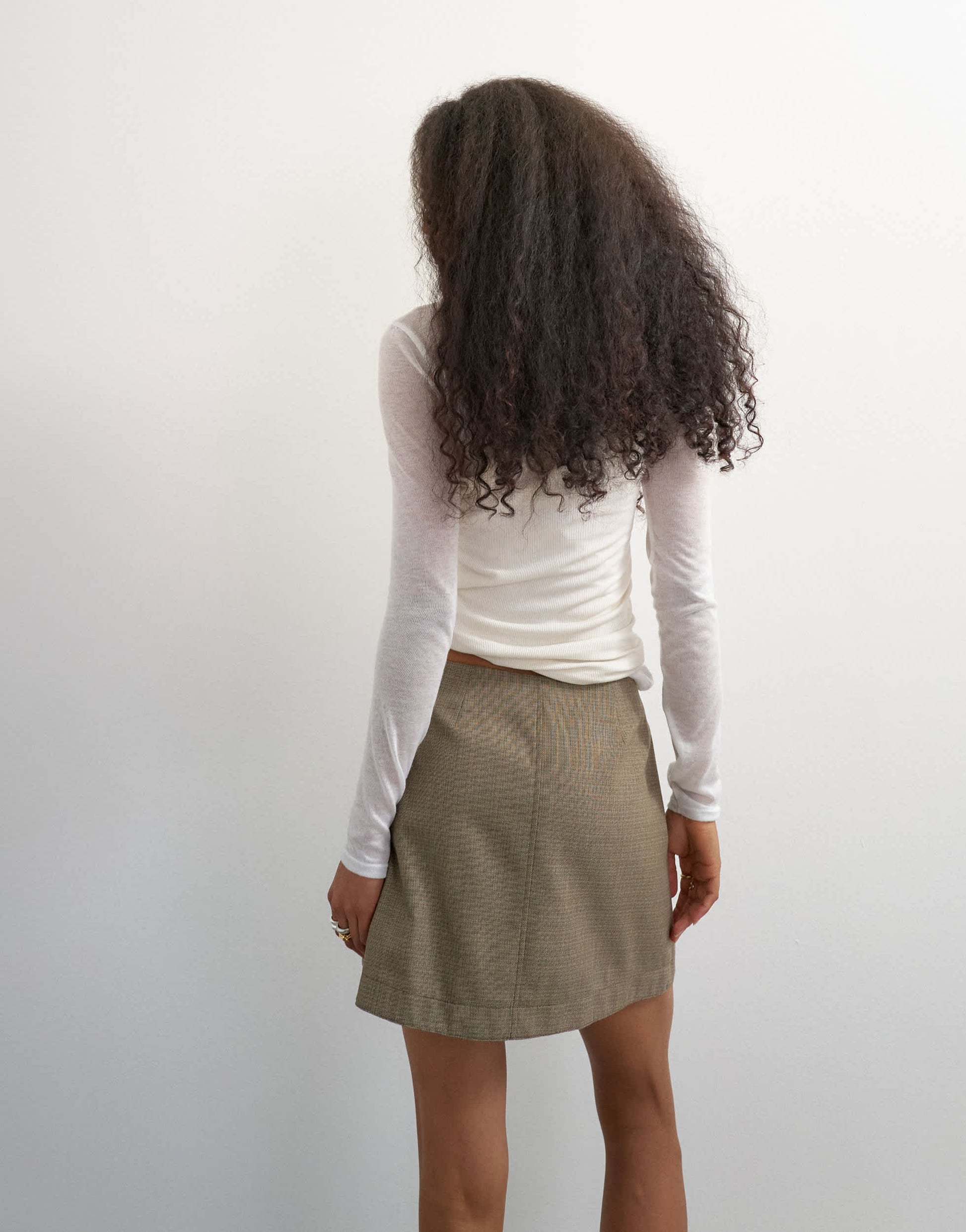 Topshop wrap tie mini skirt in taupe