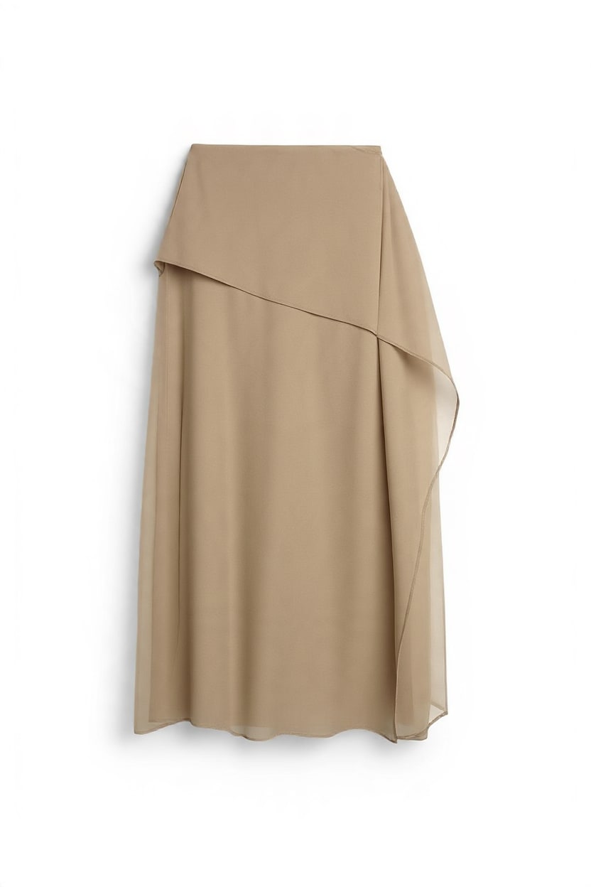 Topshop organza drape detail midi skirt in mink