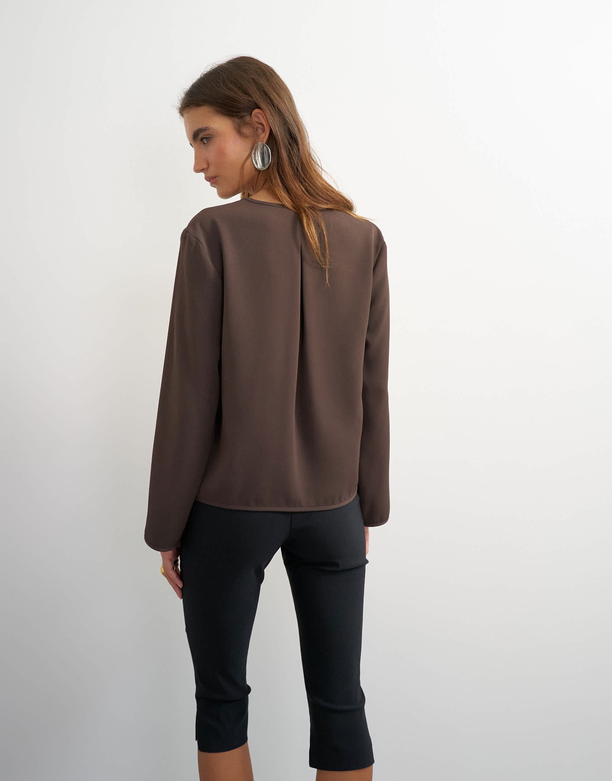 Topshop frogging detail top in chocolate