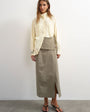 Topshop twill wrap tie detail maxi skirt in charcoal grey
