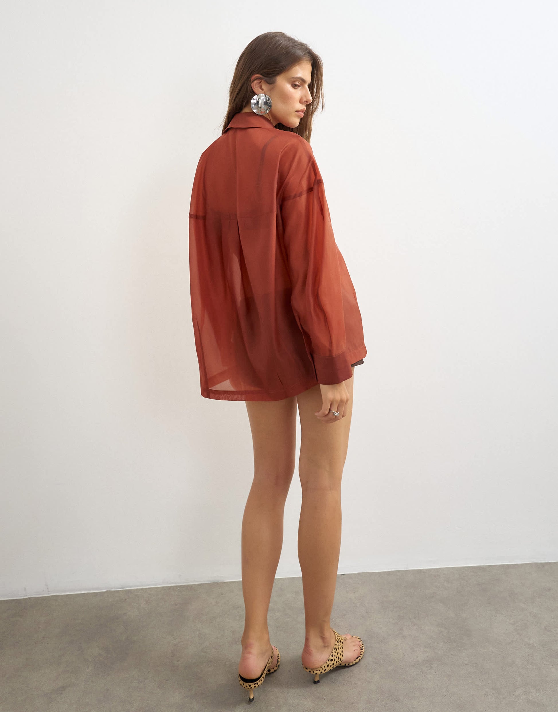 Topshop co-ord organza shirt in rust