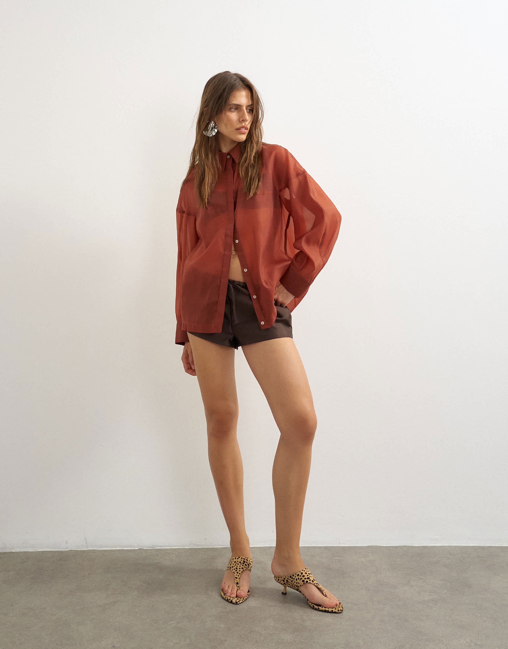 Topshop co-ord organza shirt in rust