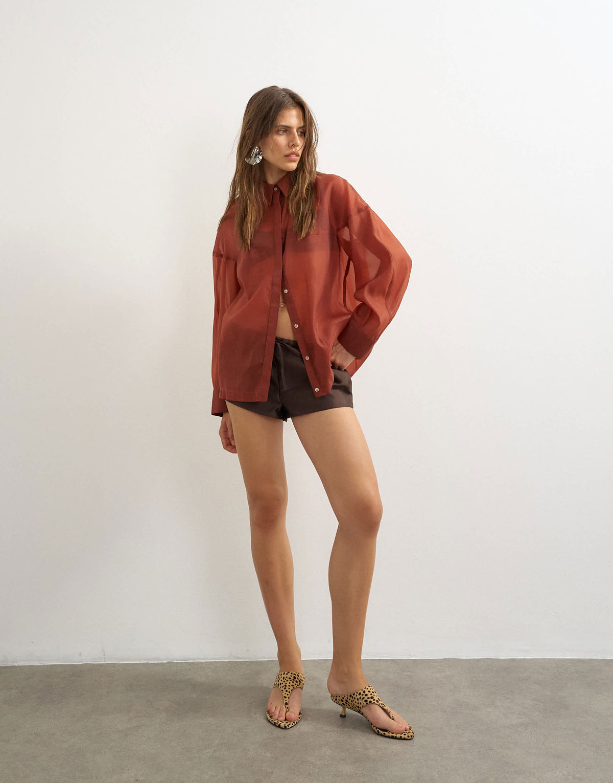 Topshop co-ord organza shirt in rust