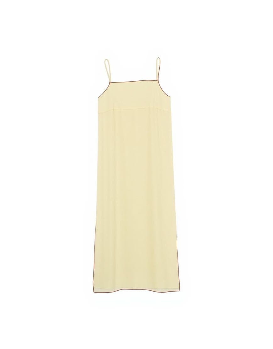 Topshop sheer organza longline cami in lemon with red tipping